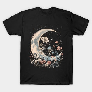 Cute Moon & Cottagecore Mushroom & Floral lovers  Magical Moon T-Shirt